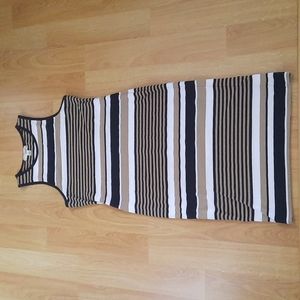 Tan, Black, & White Dress